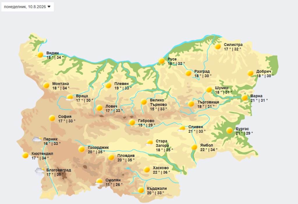 Горещ старт на седмицата: до 35° и спокойно море 